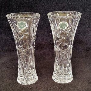 Pair of LENOX Fine Crystal Star Vases 6" tall Bud Vase EUC